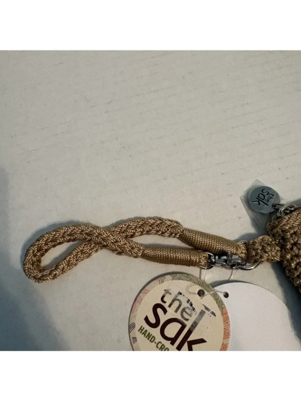 The Sak Tan Hand Crocheted Palm Spring Small Cosmetic Case Wristlet Bag NWT